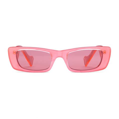 gucci pink rectangle sunglasses